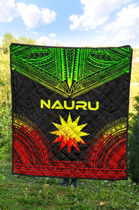 Nauru Premium Quilt - Nauru Flag Polynesian Chief Reggae Version - Polynesian Pride