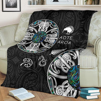 New Zealand Aotearoa Premium Blanket, Maori Mangopare Paua Shell - Polynesian Pride