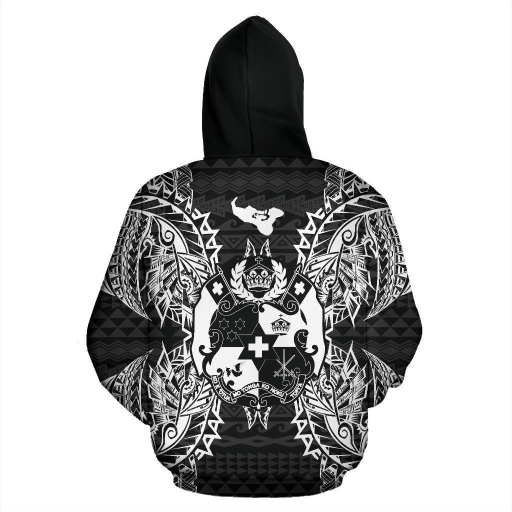 Tonga Polynesian All Over Zip up Hoodie Map Black - Polynesian Pride