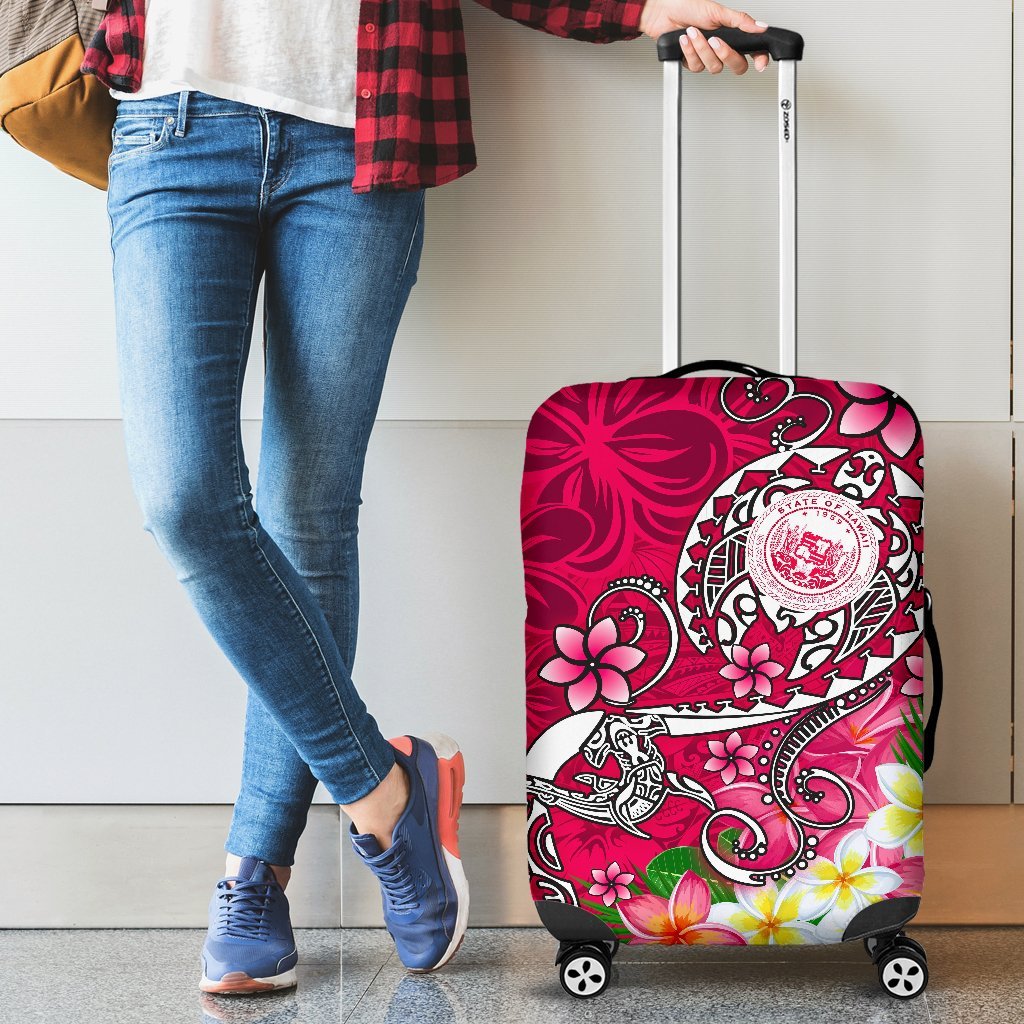 Hawaii Polynesian Luggage Covers - Hawaii Seal With Turtle Plumeria (Pink) Pink - Polynesian Pride