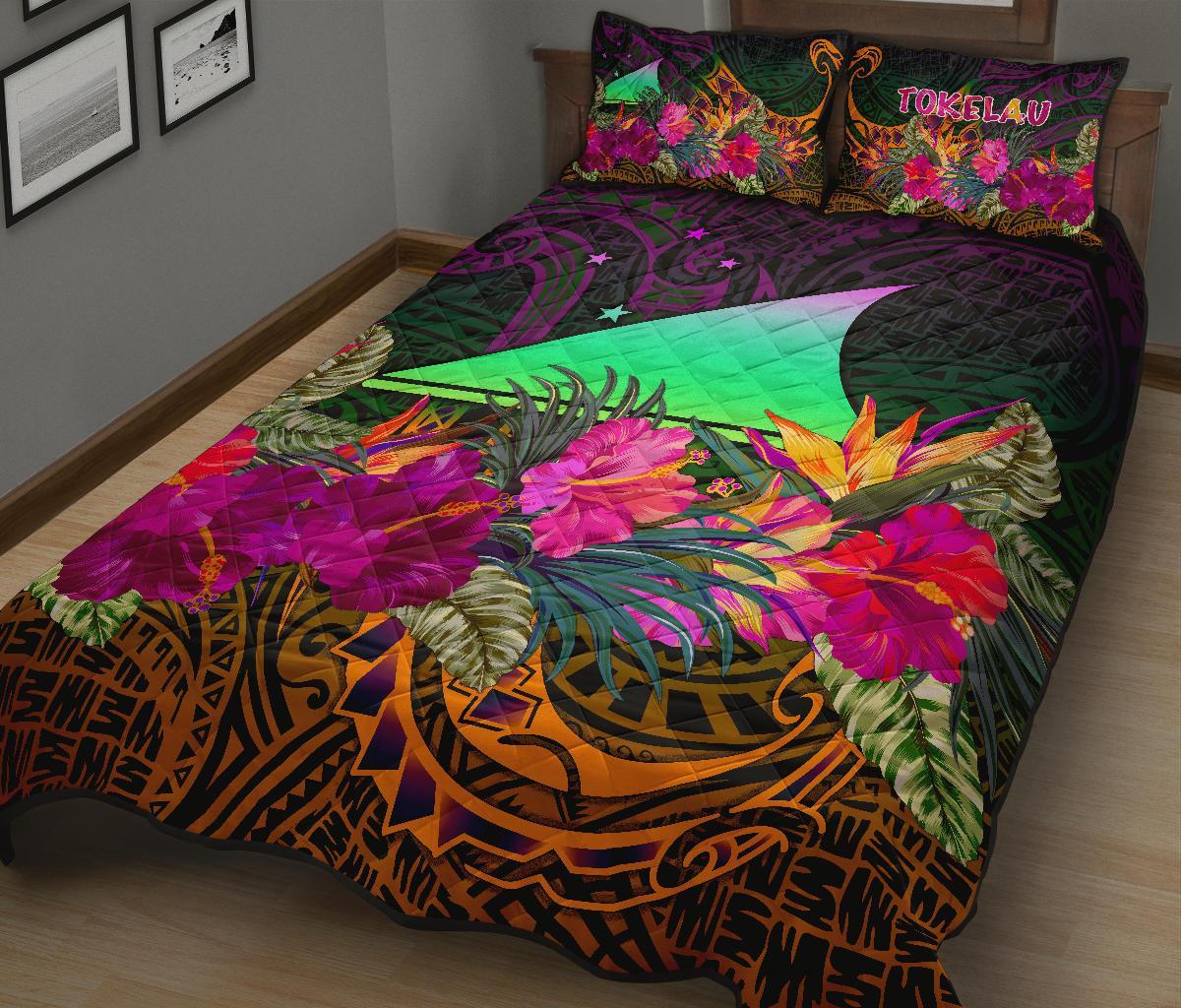 Tokelau Quilt Bed Set - Summer Hibiscus - Polynesian Pride