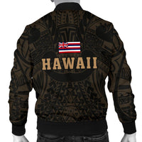 Hawaii Wild Boar Kamapua'a Men's Bomber Jacket - Gold - Hawaiian Mythology Style - Polynesian Pride