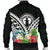 CNMI Men's Bomber Jacket - CNMI Coat of Arms & Polynesian Tropical Flowers White - Polynesian Pride