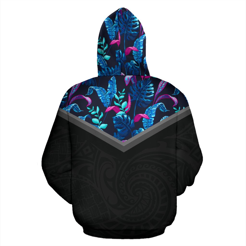 Hawaiian Pattern Vintage Hoodie Blue Palm Tree - Polynesian Pride