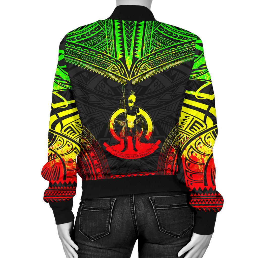 Vanuatu Polynesian Chief Women'S Bomber Jacket - Reggae Version - Polynesian Pride