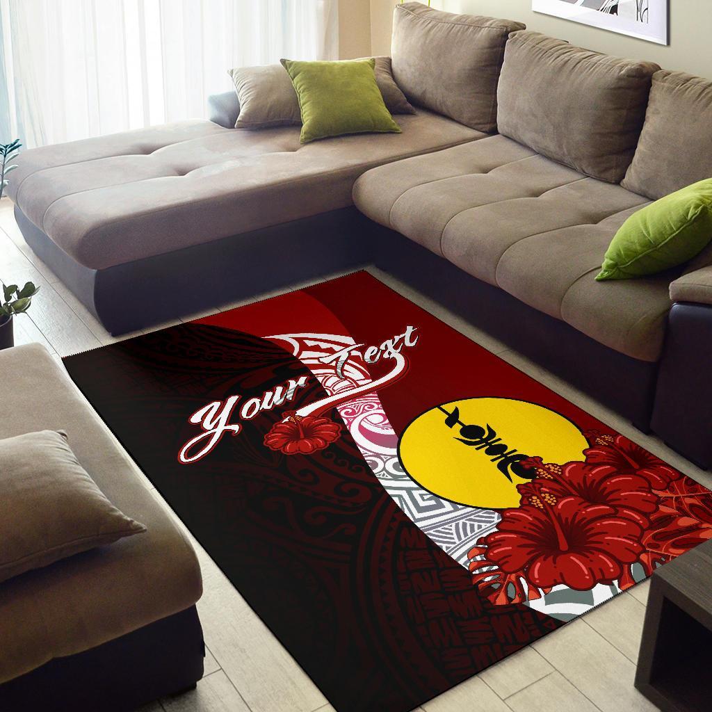 New Caledonia Polynesian Custom Personalised Area Rug - Coat Of Arm With Hibiscus - Polynesian Pride