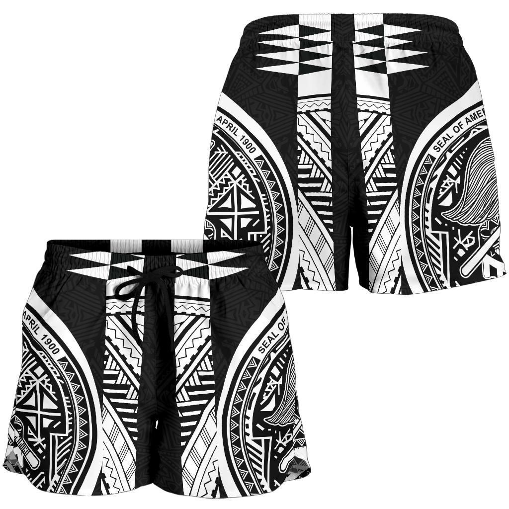 American Samoa Polynesian Women Shorts - Black Armor Tattoo - Polynesian Pride
