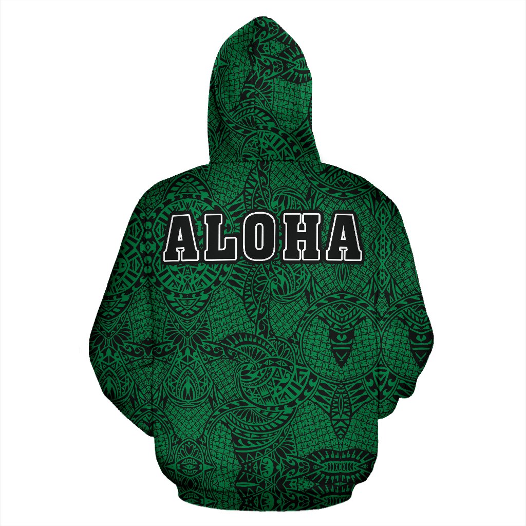 Hibiscus Polynesian Green Hawaii Turtle Hoodie (Zip) - Polynesian Pride