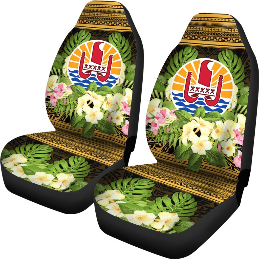 French Polynesia Tahiti Car Seat Covers - Tahiti Of Seal Tropical Flowers Style - Polynesian Pride