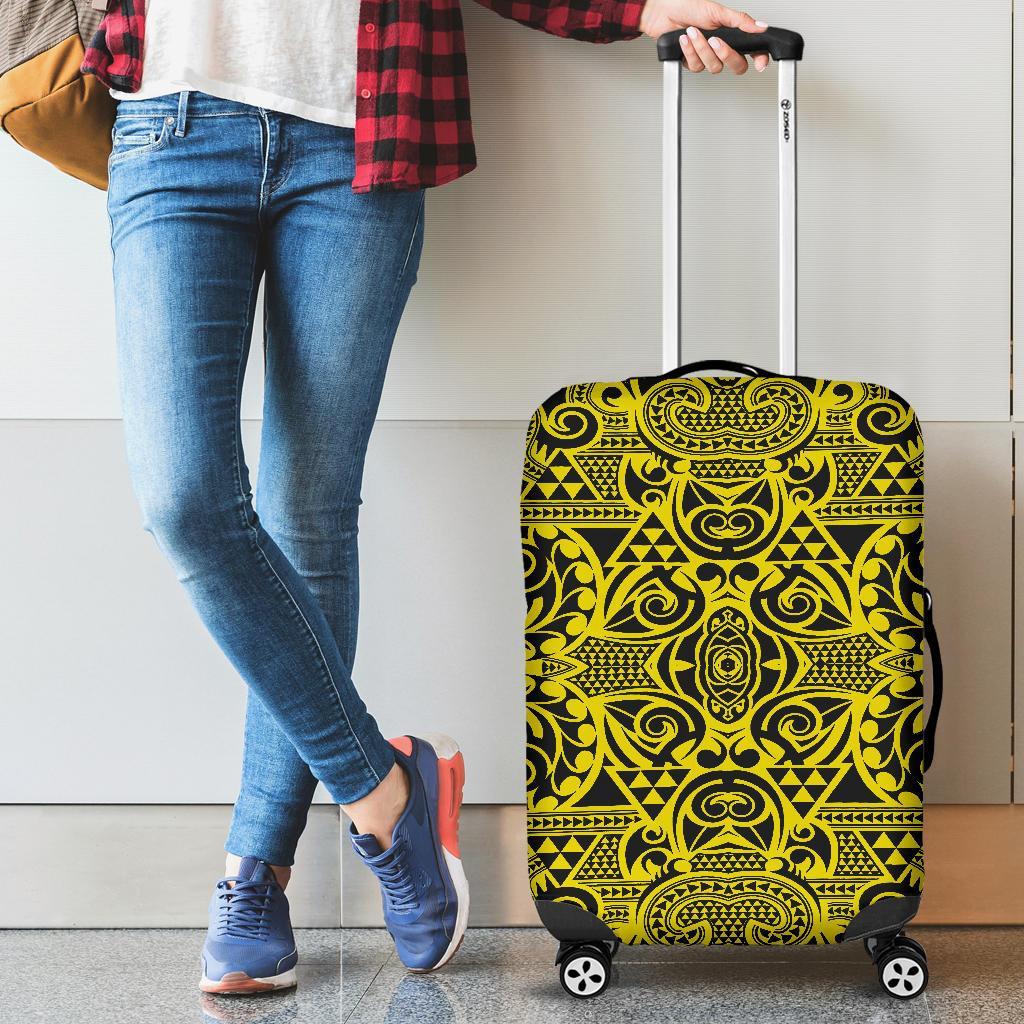 Polynesian Kakau Turtle Yellow Luggage Covers Yellow - Polynesian Pride