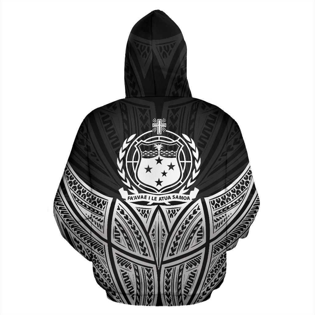 Samoa Polynesian Zip up Hoodie Black Pride Map and Seal - Polynesian Pride