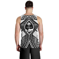 Guam Polynesian Men's Tank Top - Guam White Seal with Polynesian Tattoo Ver 01 - Polynesian Pride