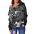 Samoa Women's Off Shoulder Sweater - White Shark Polynesian Tattoo - Polynesian Pride