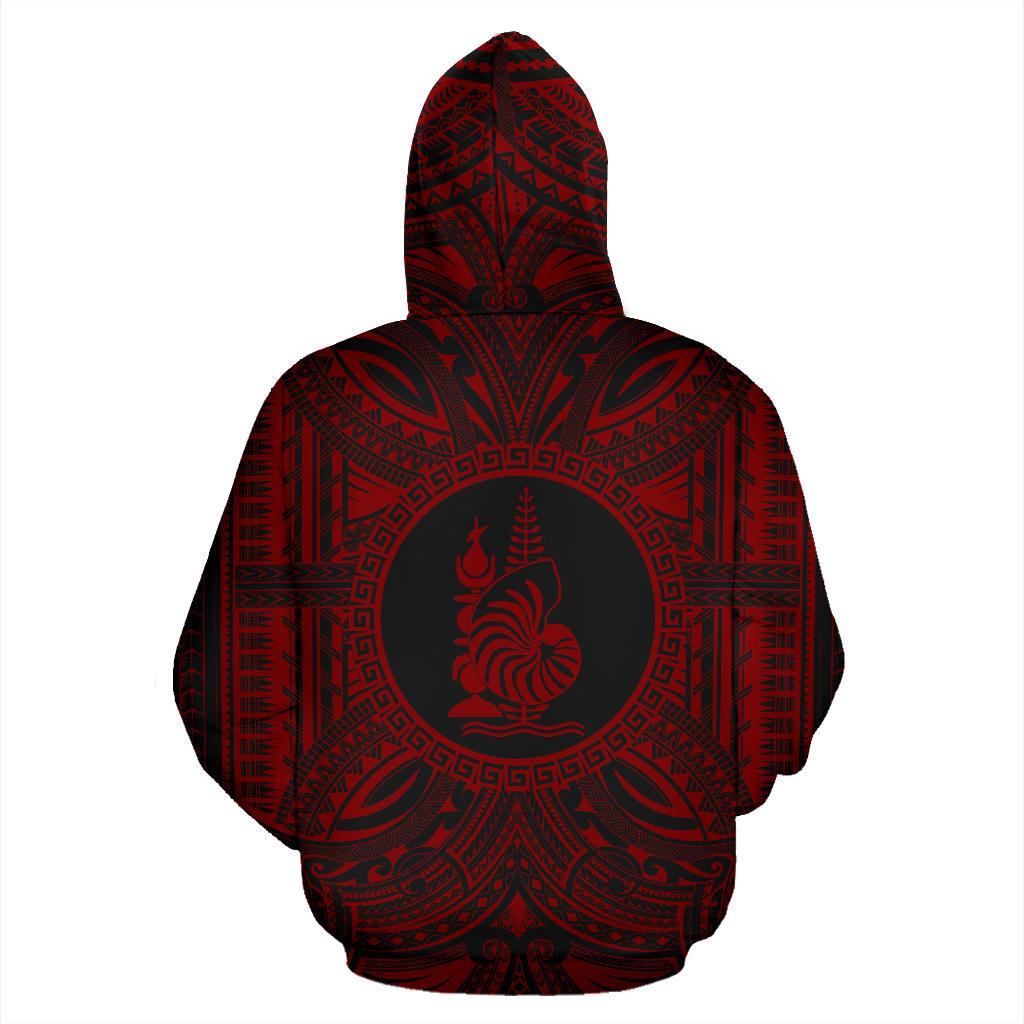 New Caledonia ll Over Hoodie New Caledonia Coat of rms Polynesian Red Black - Polynesian Pride