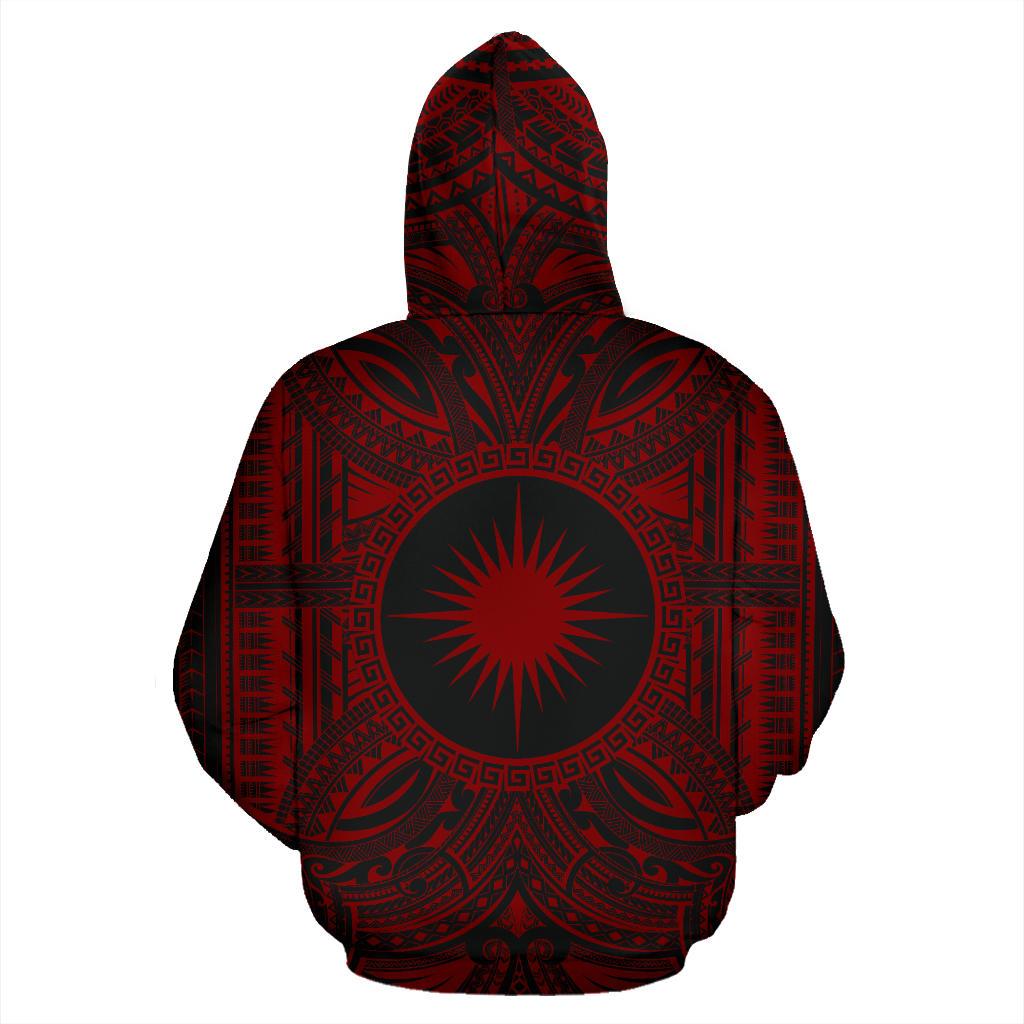 Marshall Islands ll Over Hoodie Marshall Islands Coat of rms Polynesian Red Black - Polynesian Pride