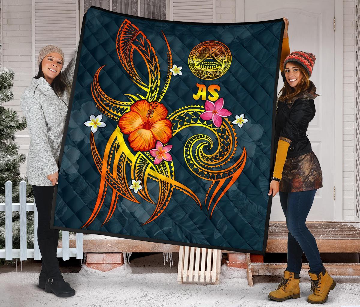 American Samoa Polynesian Premium Quilt - Legend of American Samoa (Blue) - Polynesian Pride