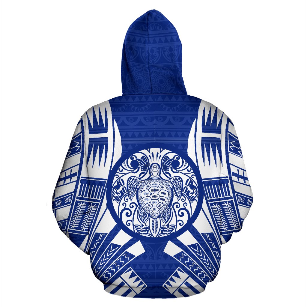 Turtle All Over Hoodie Blue Tattoo Style - Polynesian Pride