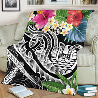 Tahiti Polynesian Premium Blanket - Summer Plumeria (Black) - Polynesian Pride