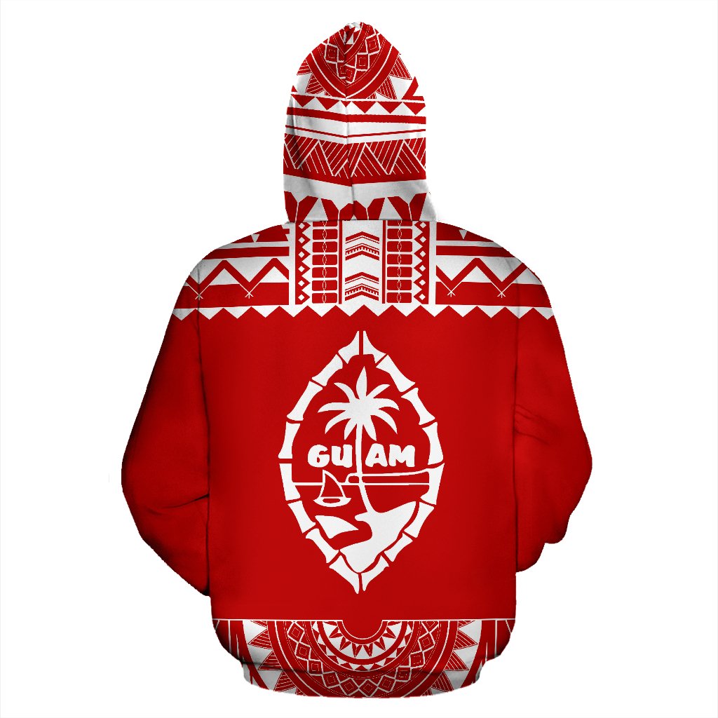 Guam All Over Hoodie Polynesian Red and White - Polynesian Pride