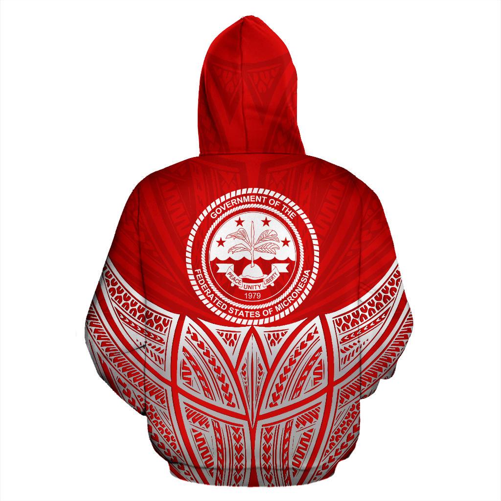Federated States of Micronesia Polynesian Zip up Hoodie Red Pride Map and Seal - Polynesian Pride