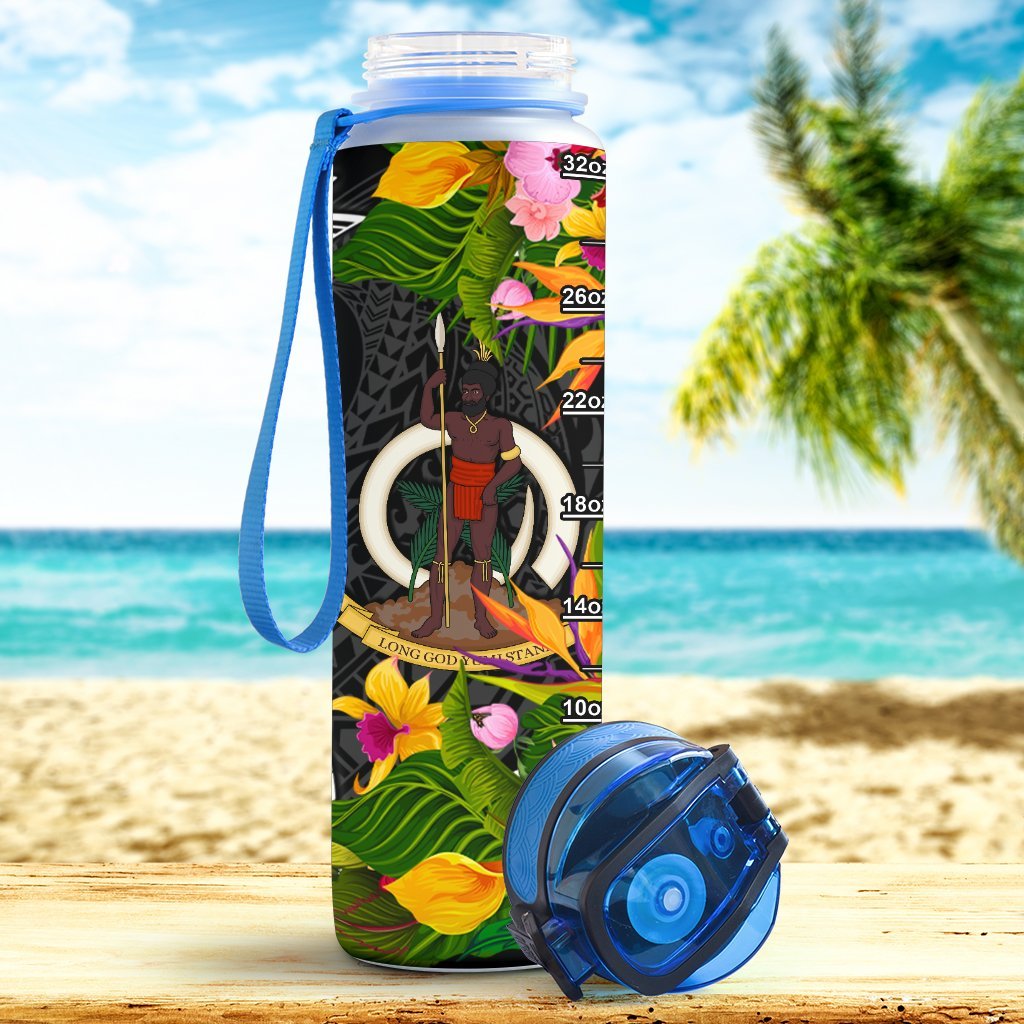 Vanuatu Custom Personalised Hydro Tracking Bottle - Seal Spiral Polynesian Patterns - Polynesian Pride
