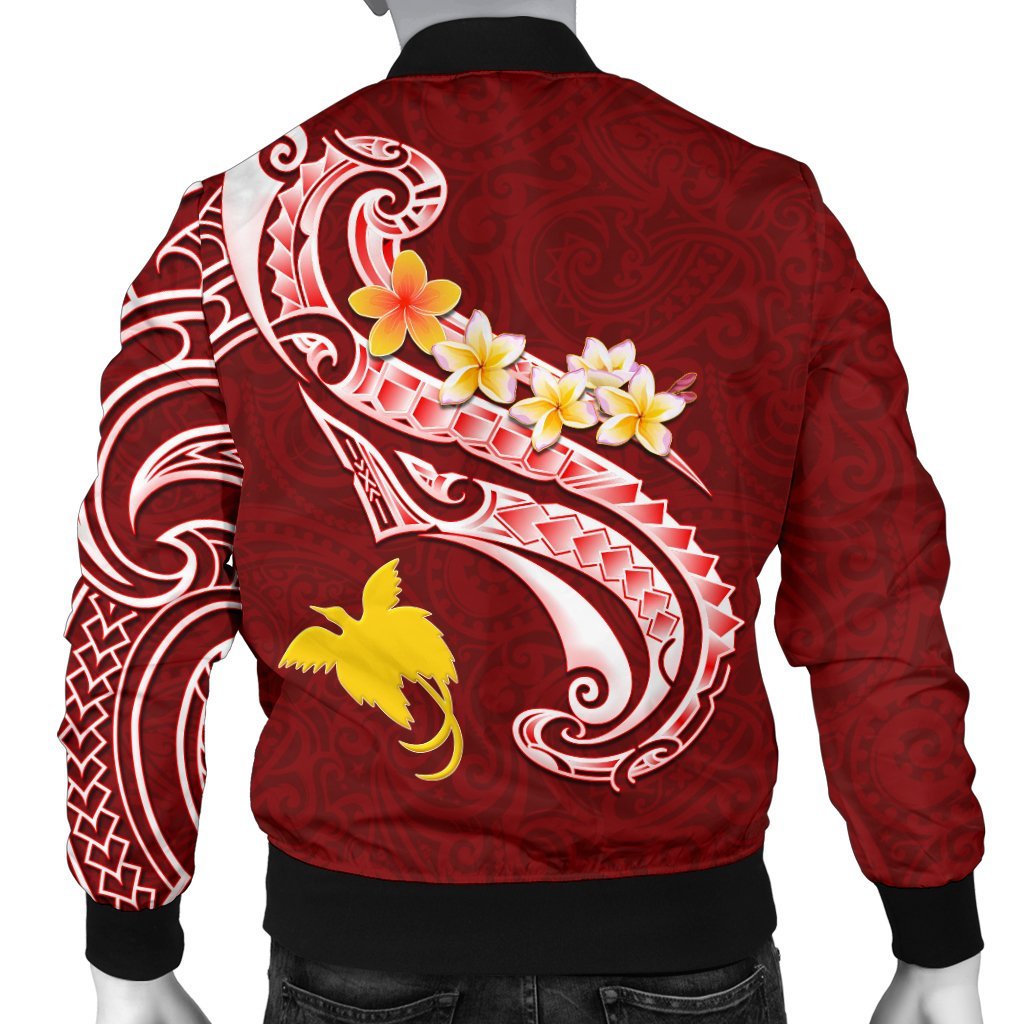 Papua New Guinea Men's Bomber Jacket - PNG Seal Polynesian Patterns Plumeria - Polynesian Pride