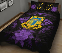 Tuvalu Polynesian Quilt Bed Set Hibiscus Purple - Polynesian Pride