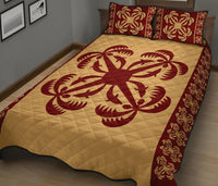 Hawaiian Quilt Pattern Dolphin And Coconut Quilt Bed Set - Polynesian Pride