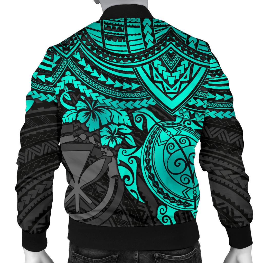Polynesian Hawaii Bomber Jacket (Men) - Turquoise Turtle - Polynesian Pride