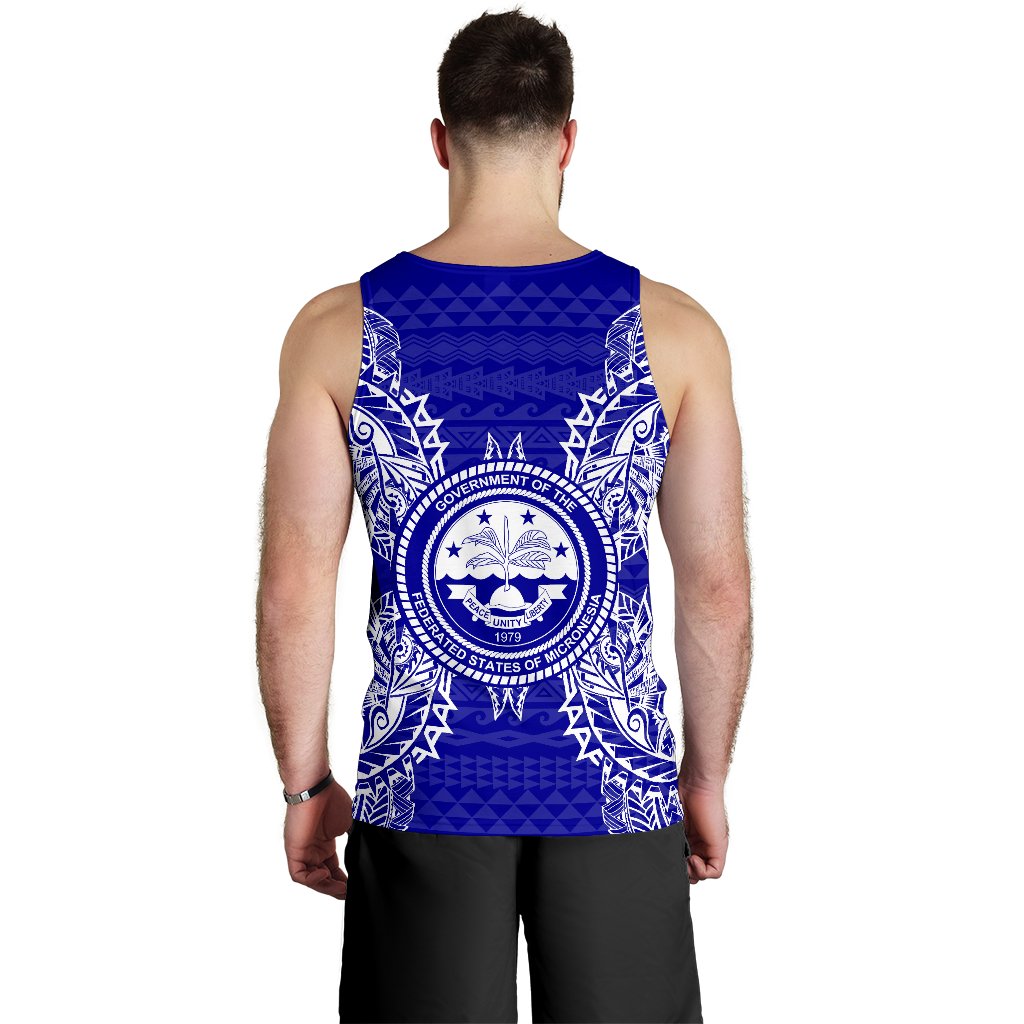 Federated States Of Micronesian Polynesian Men Tank Top Map Blue - Polynesian Pride