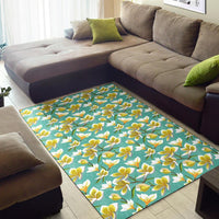 Tropical Plumeria Blue Rug - Polynesian Pride