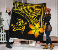 Hawaii Quilt - Hawaii Turtle Plumeria Quilt Yellow - Polynesian Pride
