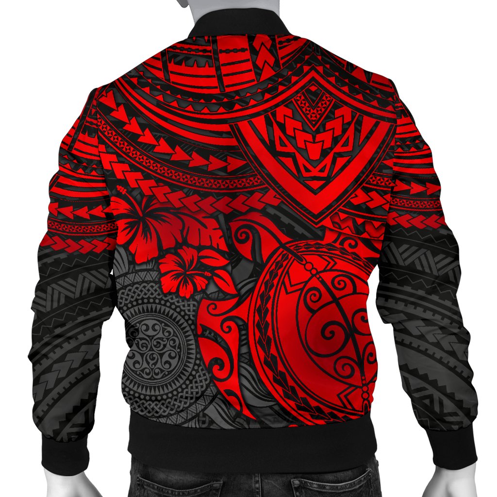 Polynesian Bomber Jacket (Men) - Polynesian Red Turtle - Polynesian Pride