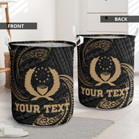 Pohnpei Miconesia Custom Personalised Laundry Basket - Gold Tribal Wave - Polynesian Pride
