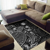 Nauru Area Rugs Turtle Hibiscus Black - Polynesian Pride