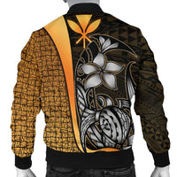 Polynesian Hawaii Men Bomber Jacket Gold - Turtle with Hook - Polynesian Pride