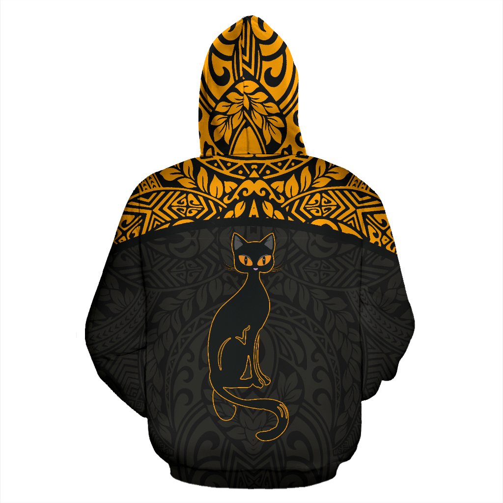 Halloween Polynesian Zip Hoodie Hold Your Pumpkins and Black Cat - Polynesian Pride