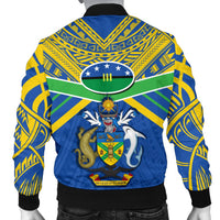 Solomon Islands Men Bomber Jacket Simple Coat Of Arms Rugby - Polynesian Pride