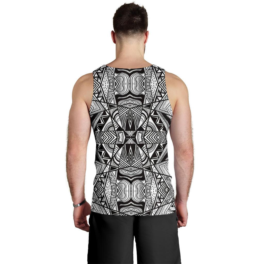 Polynesian Tribal Men's Tank Top White And Black - Polynesian Pride