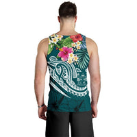 Fiji Polynesian Men's Tank Top - Summer Plumeria (Turquoise) - Polynesian Pride