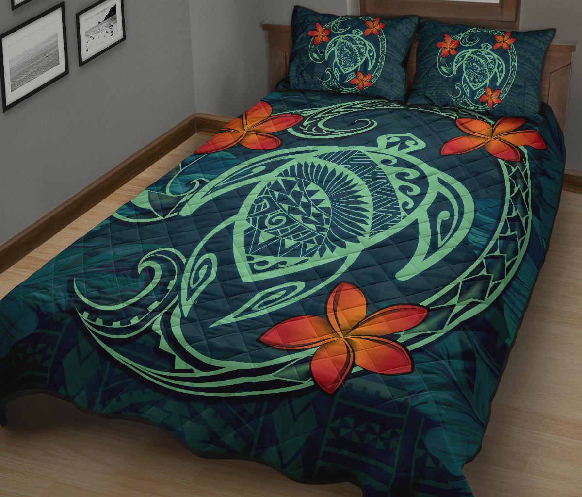 Hawaii Turtle Polynesia Tropical Quilt Bed Set - Tax Style - AH - Polynesian Pride