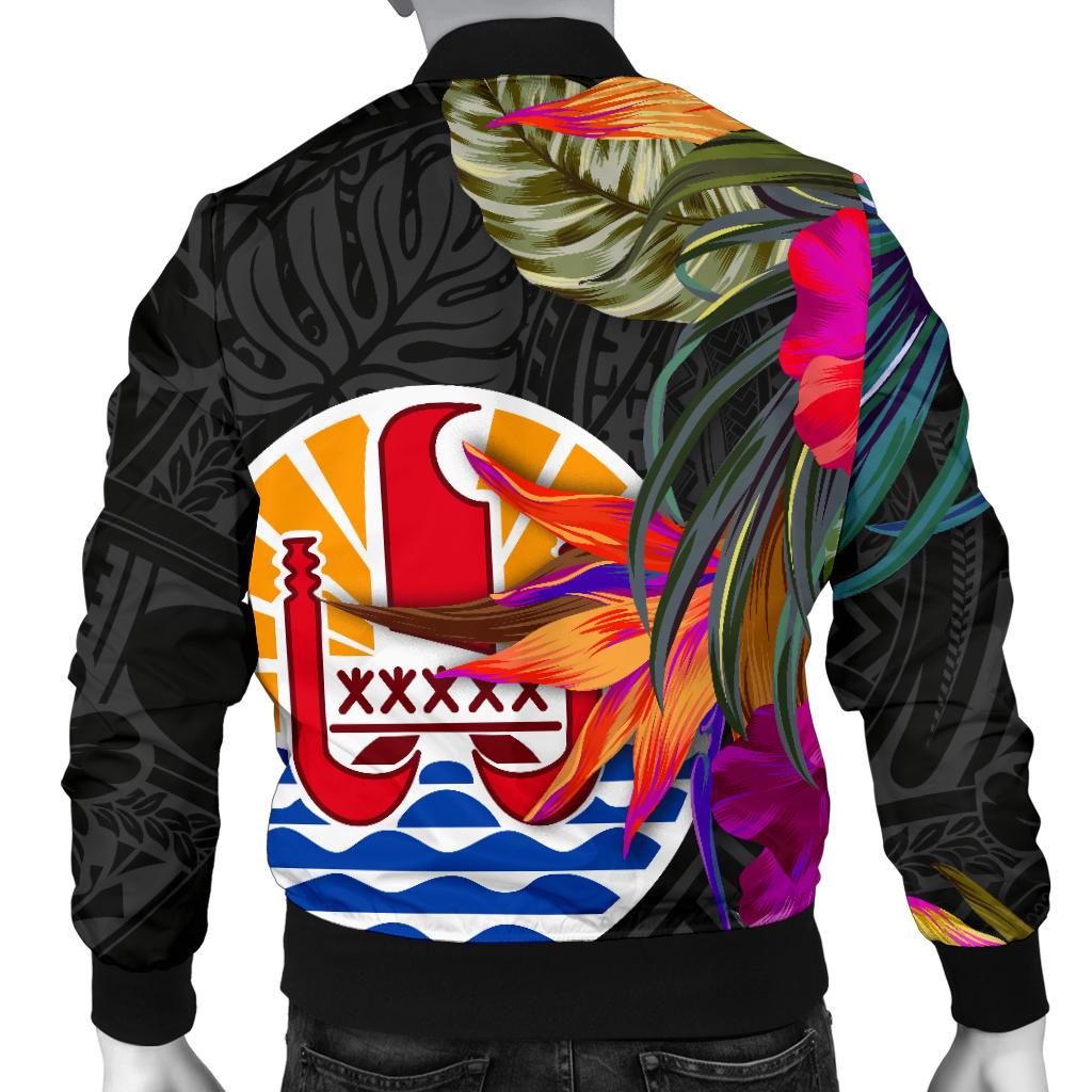 Tahiti Men's Bomber Jacket - Polynesian Hibiscus Pattern - Polynesian Pride