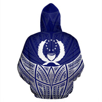 Pohnpei Polynesian Zip up Hoodie Blue Pride Map and Seal - Polynesian Pride