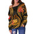 Samoa Polynesian Off Shoulder Sweater - Gold Plumeria - Polynesian Pride