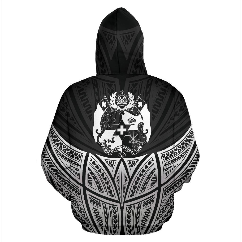 Tonga Polynesian Custom Zip up Hoodie Black Pride Map and Seal - Polynesian Pride