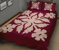 Hawaiian Quilt Bed Set Royal Pattern - Pink - B2 Style - Polynesian Pride