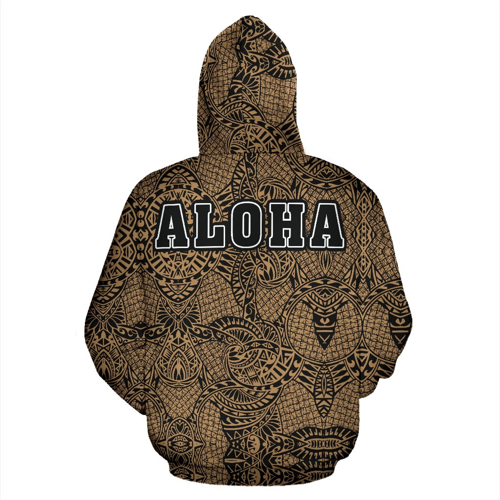 Hibiscus Polynesian Gold Hawaii Turtle Hoodie - Polynesian Pride