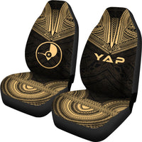 Yap Car Seat Cover - Yap Flag Polynesian Chief Tattoo Gold Version - Polynesian Pride