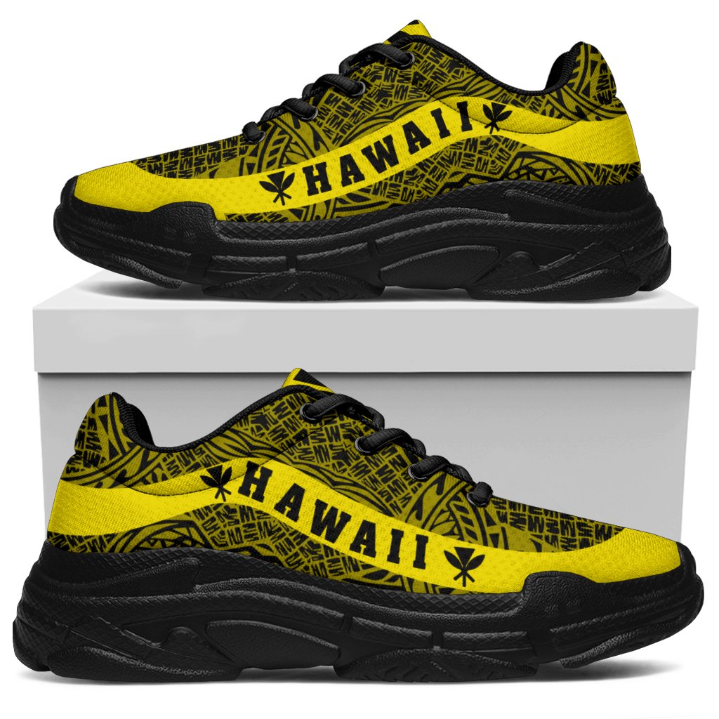 Hawaii Kanaka Maoli Polynesian Chunky Sneaker Line Style Yellow - Polynesian Pride