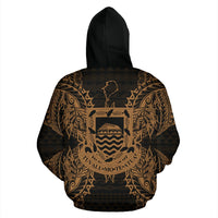 Tuvalu Polynesian All Over Zip up Hoodie Map Gold - Polynesian Pride